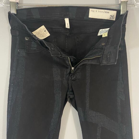 rag & bone Skinny Legging Black Abstract Pattern Stretch - Picture 2 of 7